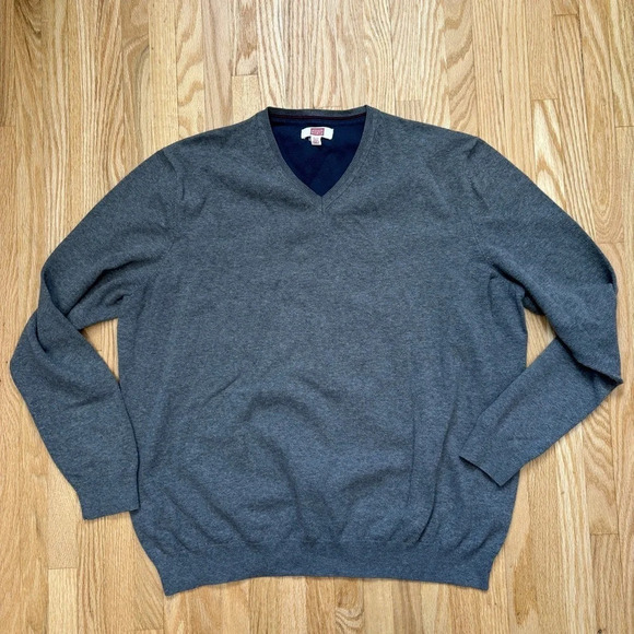 Hudson North Sweaters - Hudson North V-Neck Grey Cotton/Nylon Sweater